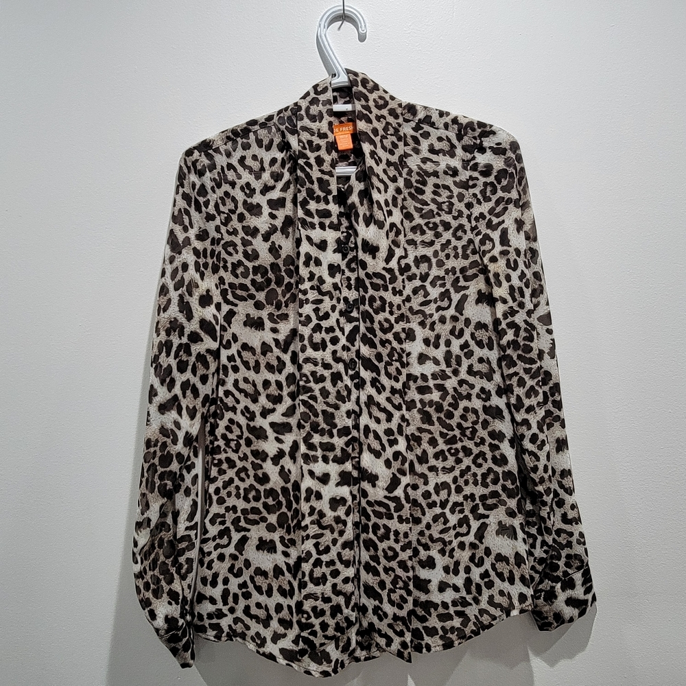 Joe Fresh Neck tie Leopard Print Blouse